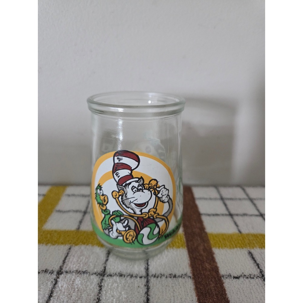 Vintage 1996 Welchs Jelly Jar Dr Seuss Wubbulous World Cat in the Hat Glass 1